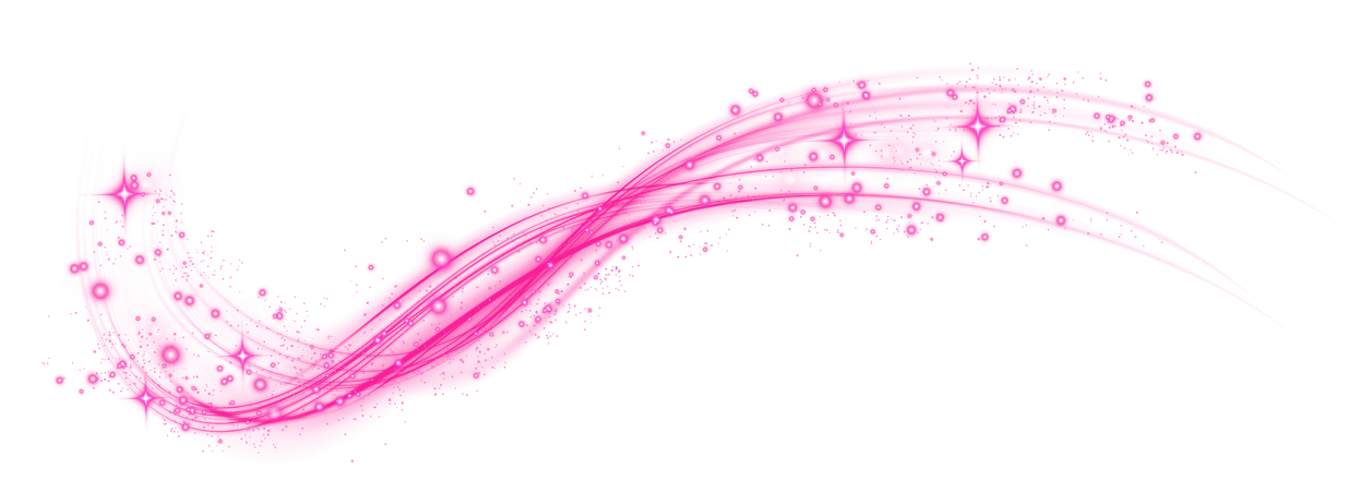 Pink magic spirals with sparkles. Pink light effect. Glitter particles with lines. Swirl effect.